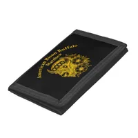 Gold Bison Adorned With Flowers and Foliage Trifold Wallet