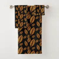 Elegant Golden Stylish Luxurious Fall Leaves Bath Towel Set