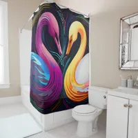 Swan Stained Glass Mosaic bathroom Shower Curtain