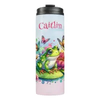 Personalized Frog, Flowers and Butterflies Thermal Tumbler