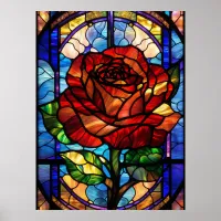 Stained Glass Rose Poster