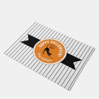 Happy Halloween Black Cat & Stripes ID686 Doormat