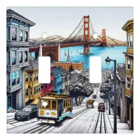 San Francisco, California Comic Book Style Art Light Switch Cover