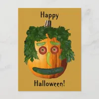 Happy Halloween - Uncut Pumpkin Face Postcard