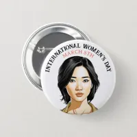 March 8th is International Women's Day Button