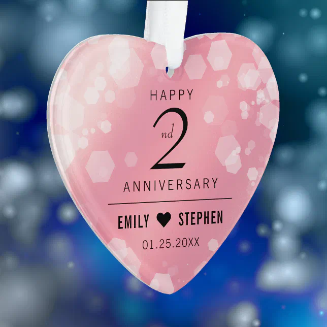 Elegant 2nd Rose Quartz Wedding Anniversary Ornament