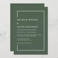 Simple Minimalist Green Modern Wedding  Invitation