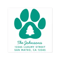 Christmas Pine Tree Paw Print Holiday Address Self-inking Stamp