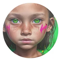 Tribal Kids |  Futuristic Stoic Girl Green Eyes Eraser