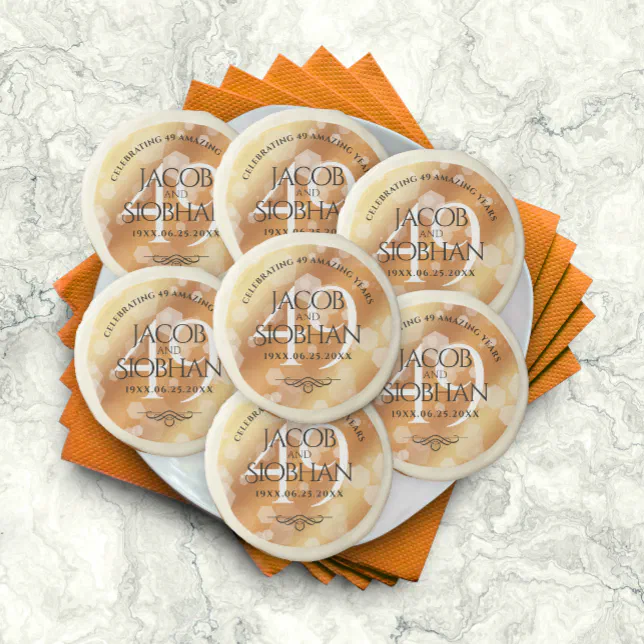 Elegant 49th Copper Wedding Anniversary Sugar Cookie