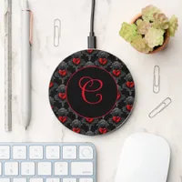 Personalized Red Goth Heart  Wireless Charger