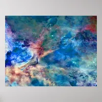 Eta Carinae Nebula Enhanced Blue Value Poster