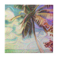 Abstract Rainbow Palm Tree Ceramic Tile