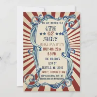 Vintage Rustic 4th of July BBQ Party Invitations