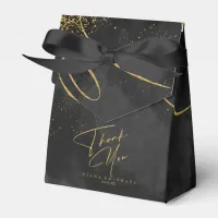 Fine Lines Gold Abstract Wedding V1 Black ID867  Favor Boxes