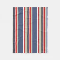 Stylish Sailor Striped Red White Blue Grey Beige Fleece Blanket