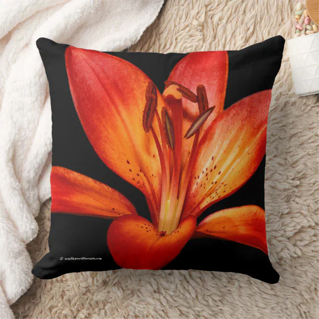 Red Orange Asiatic Lilies Gran Paradiso Throw Pillow