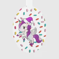 Purple Holiday Unicorn and Sprinkles Christmas Ornament