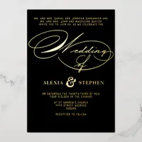 Church Ceremony Celebration, Modern Script Wedding Foil Invitation