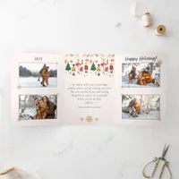 Nutcracker Family Multi Photo Collage Christmas Tri-Fold Holiday Card