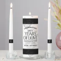 Elegant 60th Diamond Wedding Anniversary Unity Candle Set