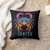 Psychedelic Art Cancer Zodiac Name  Throw Pillow