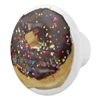 Chocolate Sprinkled  Donut with Sprinkles Ceramic Knob