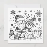 Merry Christmas Color Me | Santa and Reindeer  Holiday Card