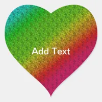 Floral Green Red Rainbow Gradient Diagonal Blend Heart Sticker