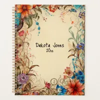 Pretty Flower Border Personalized  Planner