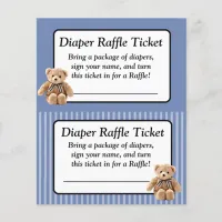 Diaper Raffle Baby Shower Game Blue Teddy Bear Flyer