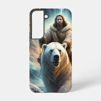 (AI Generated ) Jesus on a polar bear  Samsung Galaxy S22 Case