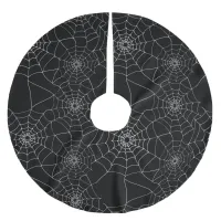 Black and White Creepy Goth Spider Web Cobwebs Brushed Polyester Tree Skirt