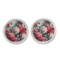 Timeless Rose Floral Charm Cufflinks