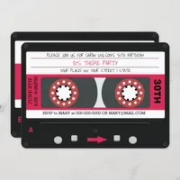 Pink Cassette Tape Retro 80s Birthday Party Invita Invitation