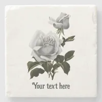 Grimoire White Rose Stone Coaster