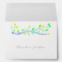 Watercolor Spring Birch Tree Wedding personalized Envelope