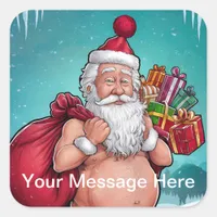 Funny Dirty Santa Christmas Collection Square Sticker