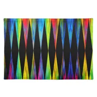 [Rainbow Fiesta] Harlequin Geometric Modern Black Cloth Placemat