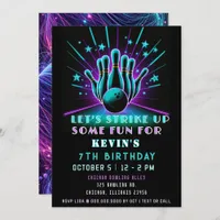 Strike Up Some Fun Neon Glow Bowling Birthday Invitation