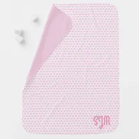 Pink Triangle Checks with Name or Initials Baby Blanket