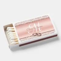 Rose Gold Monogram Elegant Wedding Matchboxes