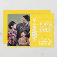 Fathers Day White Tie Yellow Dots Add Photo Party Invitation