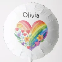 Colorful Cute Rainbow Heart Personalized Name Balloon