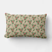 Festive Christmas Holly Foliage Lumbar Pillow