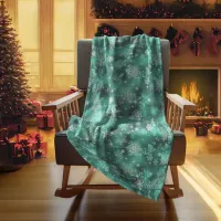 Prettiest Snowflakes Pattern Green ID846 Fleece Blanket