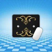 Gold twirl on black with diamond | mouse pad