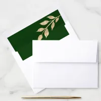 Elegant Holiday Gold Leaves | Forest Green Envelope Liner