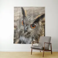 Cute eagle owl wildlife photography tapestry