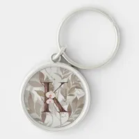 Elegant Floral Monogram Keychains with Custom Name